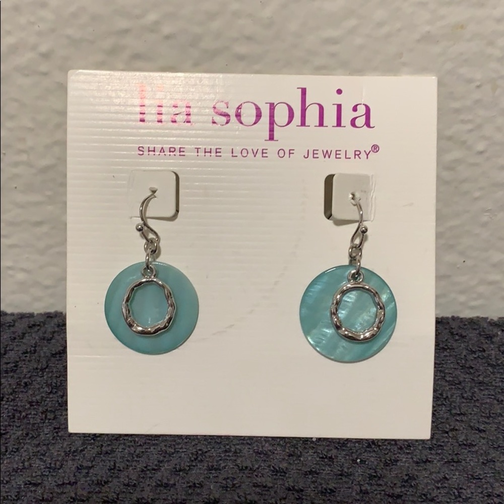Blue and silver dangle earrings